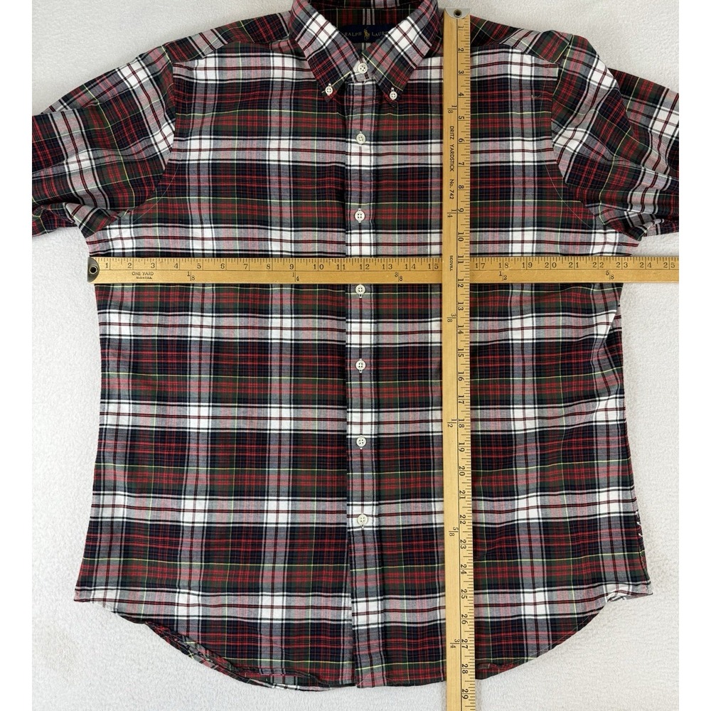 Ralph Lauren Red Plaid Classic Oxford Dress Shirt Men's Large Green Pony‎ - Picture 3 of 10